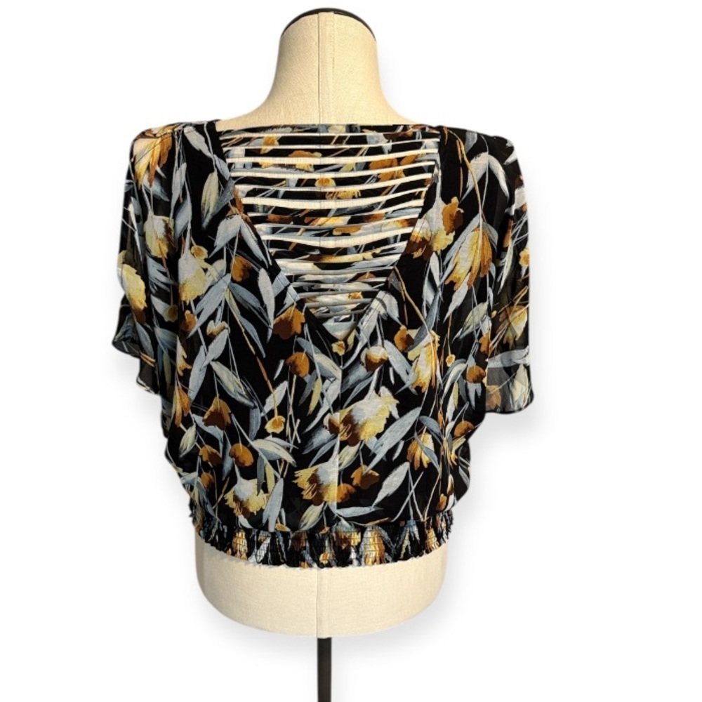 THALIA SODI Women's Blouse Cold Shoulders Multicolor Short Sleeve Size Medium